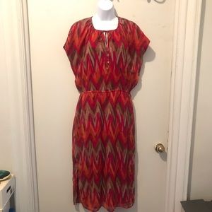 Michael Kors silky dress multicolored cinch waist